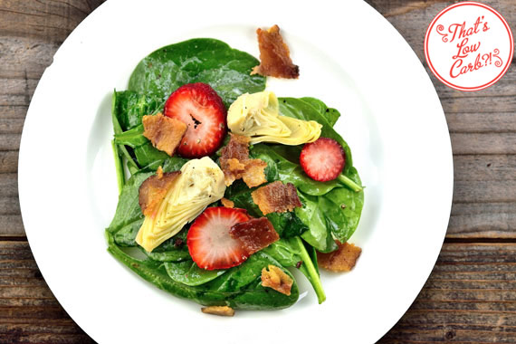Low Carb Spinach, Strawberry, Bacon and Artichoke Heart Salad Recipe