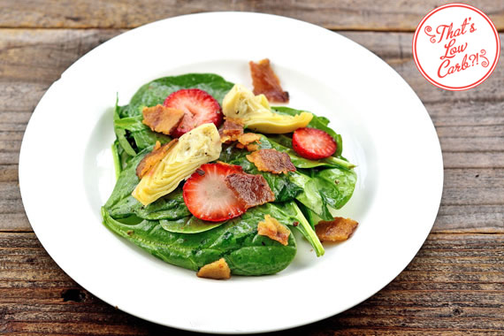 Low Carb Spinach, Strawberry, Bacon and Artichoke Heart Salad Recipe