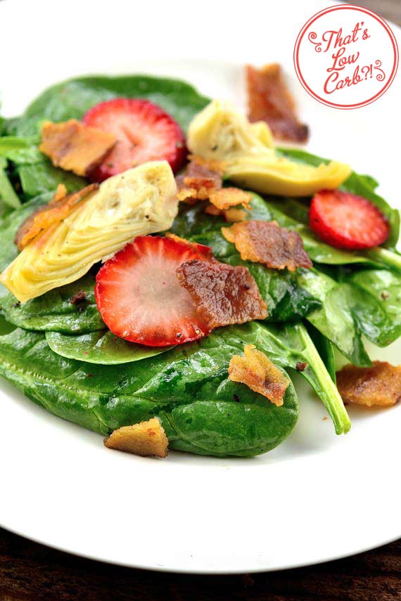 Low Carb Spinach, Strawberry, Bacon and Artichoke Heart Salad Recipe