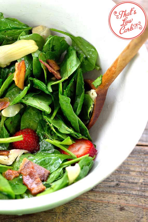 Low Carb Spinach, Strawberry, Bacon and Artichoke Heart Salad Recipe