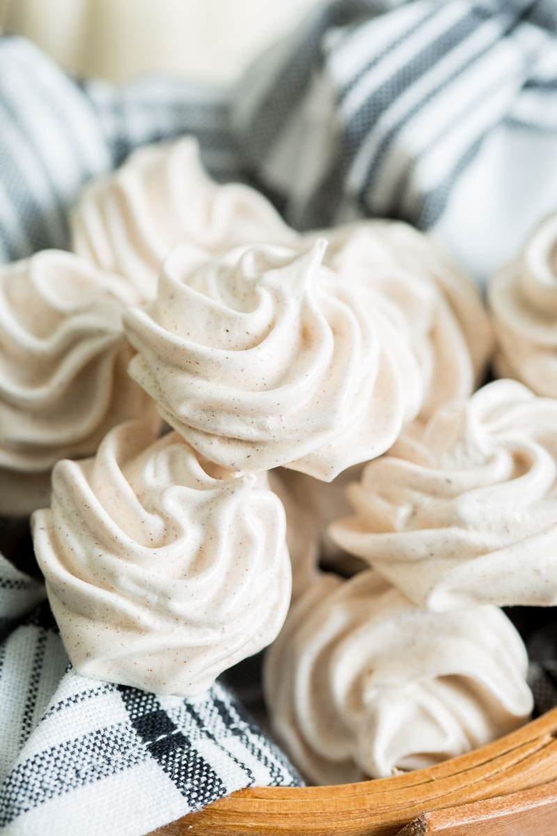 Pumpkin Spice Meringues stacked on top of eachother