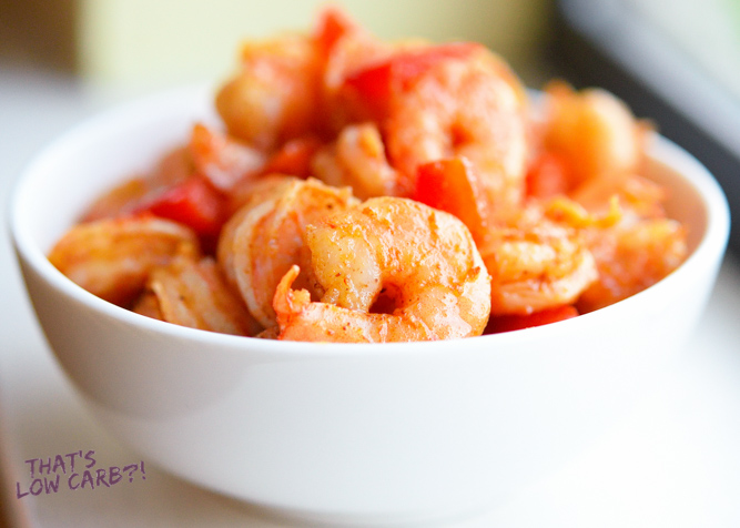 Southwestern Low Carb Shrimp in a white bowl.