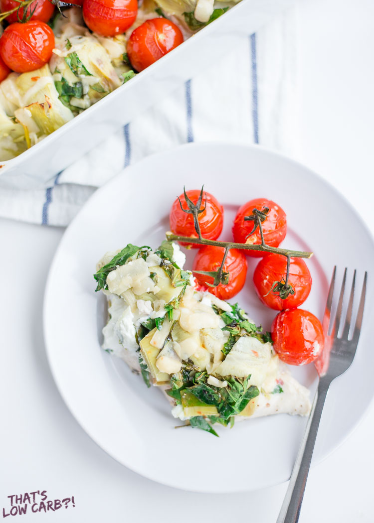 Low Carb Chicken Meal with Spinach, Goat Cheese and Roasted Tomatoes