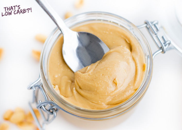 Image of Low Carb Keto Peanut Butter in a glass jar.