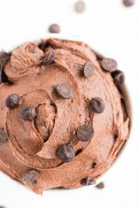 Overhead shot of Low Carb Chocolate Cookie Dough with chocolate chips