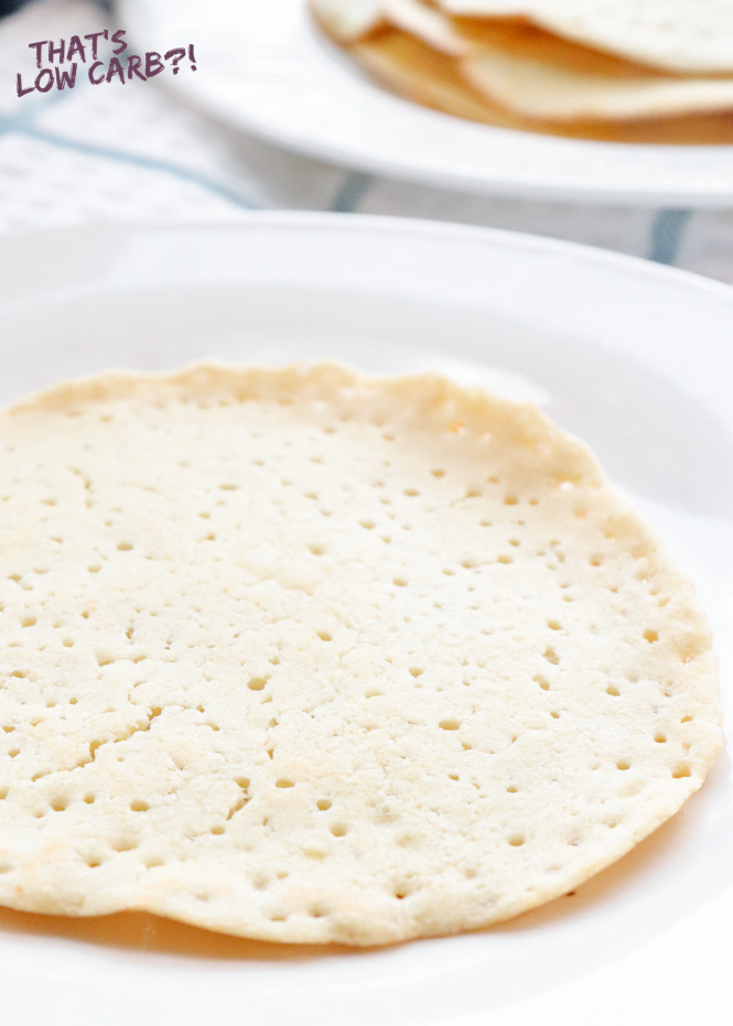 Image of Easy Low Carb Keto Crepes flat on a white plate.