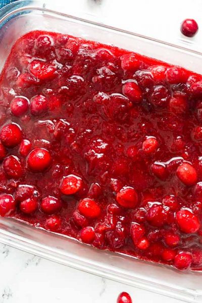 Cranberry sauce in serving dish