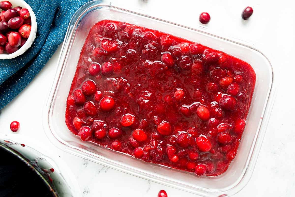 Cranberry sauce in serving dish