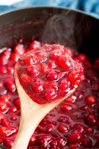 Cranberry sauce reduced by half