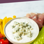 PINTEREST IMAGE with words '3Net Carb Low Carb Blue Cheese Dressing" and image of blue cheese dressing in bowl