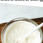 PINTEREST IMAGE with words '3Net Carb Keto Blue Cheese Dressing" and image of blue cheese dressing in bowl