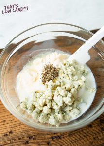Glass Bowl with Blue Cheese Ingredients before mixed together