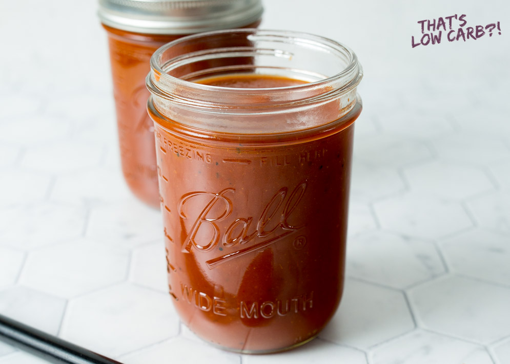 Mason Jars filled with barbecue sauce