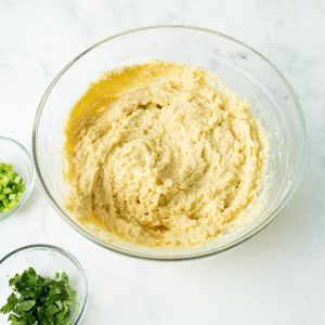 Bay Biscuit dough in a glass bowl