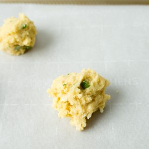 Cheddar Biscuits dough balled and ready to be cooked